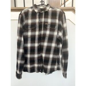 Orvis Men's Large Heavyweight Flannel Shirt Jacket Brown Plaid XL